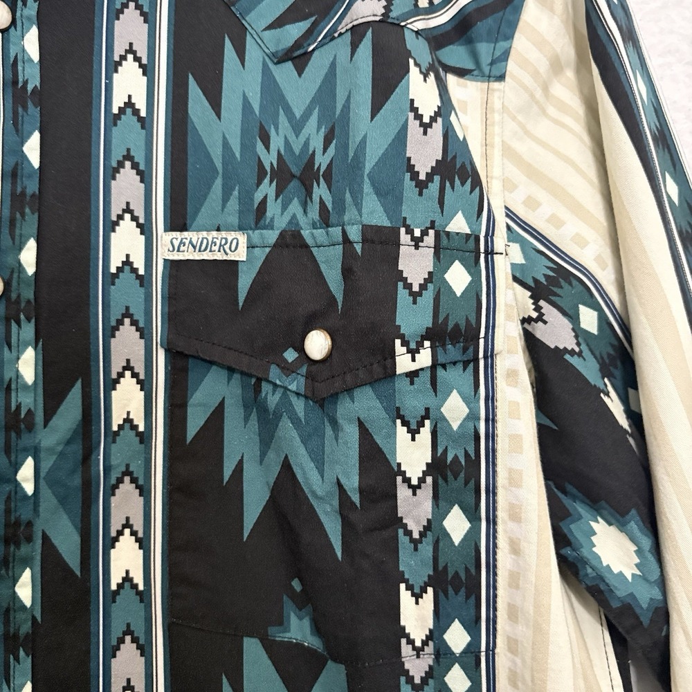 Sendero Provisions The Wyatt Western Shirt Aztec Pearl Snap Long Sleeve Mens L - Picture 4 of 9
